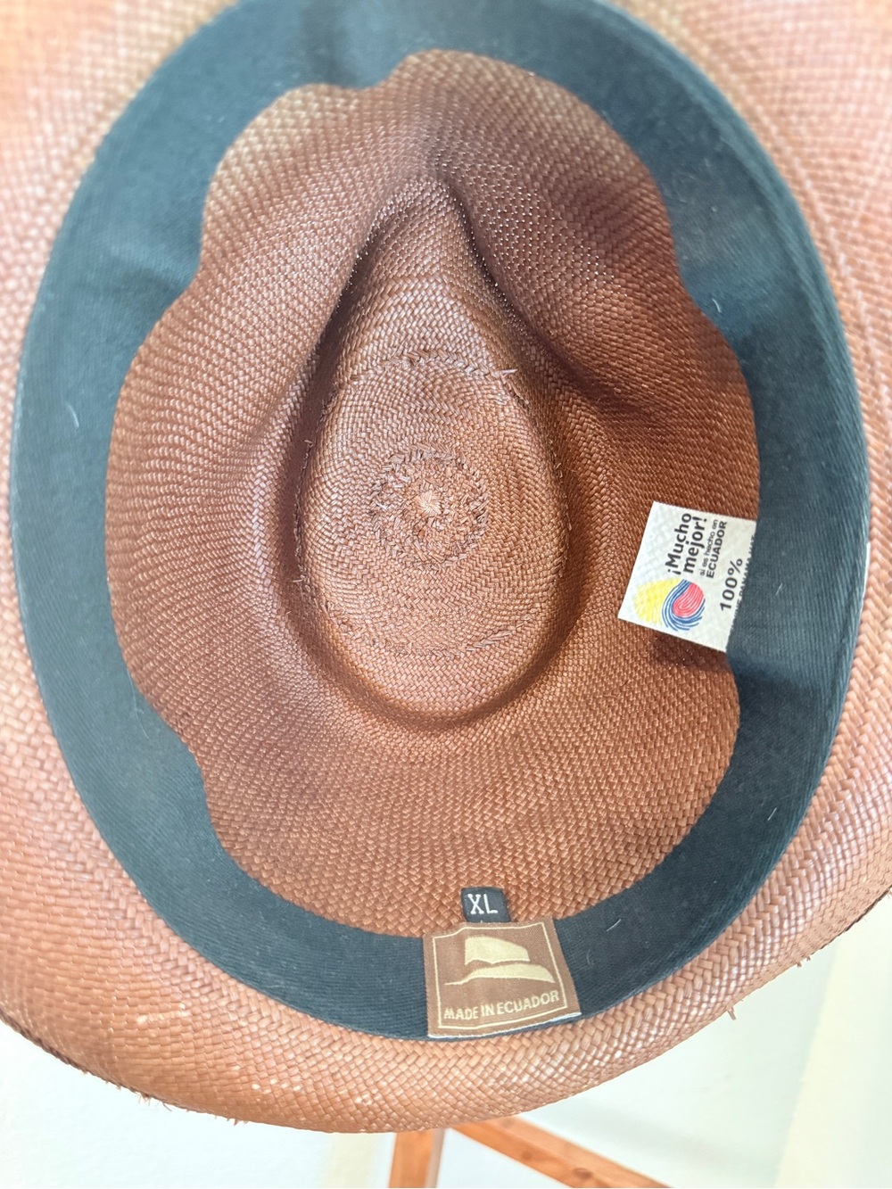Genuine Panama Hat Brown Toquilla Straw Fedora XL Made in Ecuador Unisex - Picture 2 of 5